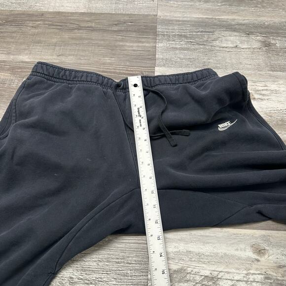 Nike Black White Mens Large Mini Swoosh Club Fleece Tapered Jogger Sweatpants - Picture 7 of 12